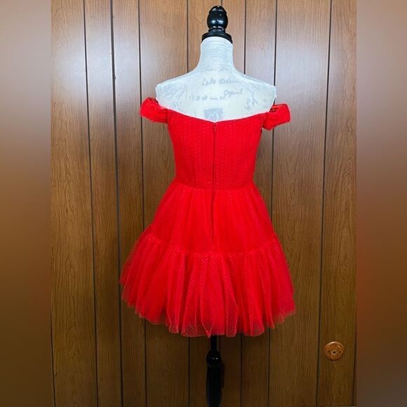 ML Monique Lhuillier Tulle Off The Shoulder Mini Dress size 6 - Picture 10 of 16